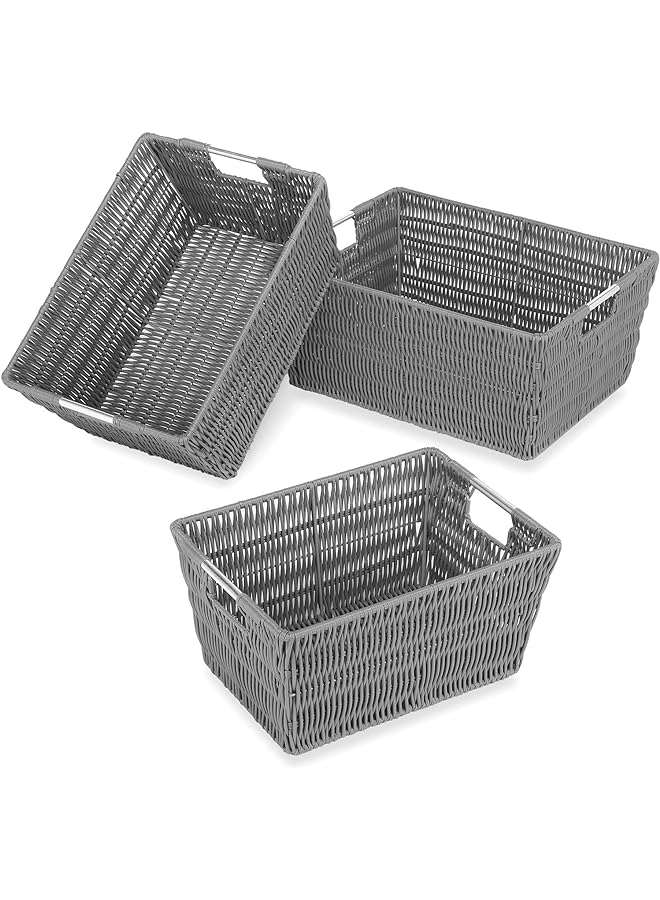 Wenko Rattique Storage Baskets - Grey (3 Piece Set)