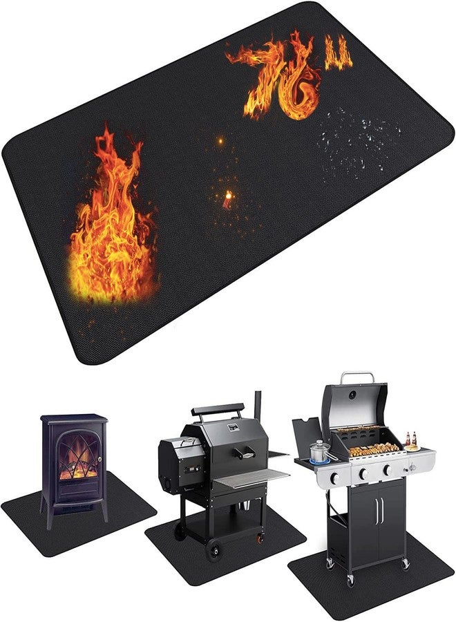 UBeesize Large 76x48 inches Under Grill Mat for Outdoor Grill,Double-Sided Fireproof Grill Pad for Fire Pit,Indoor Fireplace Mat Fire Pit Mat,Oil-Proof Waterproof BBQ Protector for Deck and Patio - Image 1
