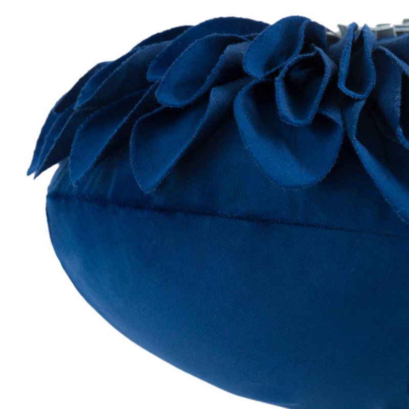 JWH Flower Velvet Throw Pillow Covers Aeshtetic Decorative 3D Sunflower Accent Pillow Case Round Pillowcase Handmade Cushion for Living Room Bed Couch Home 12 Inch Navy Blue - Image 4