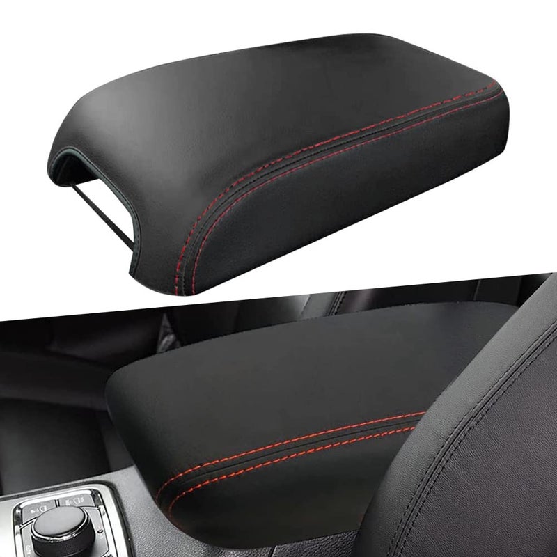 sportuli Center Console Cover AntiScratch Leather Armrest Cover Replace for 20112020 2021 Jeep Grand Cherokee Accessories Red Stitches