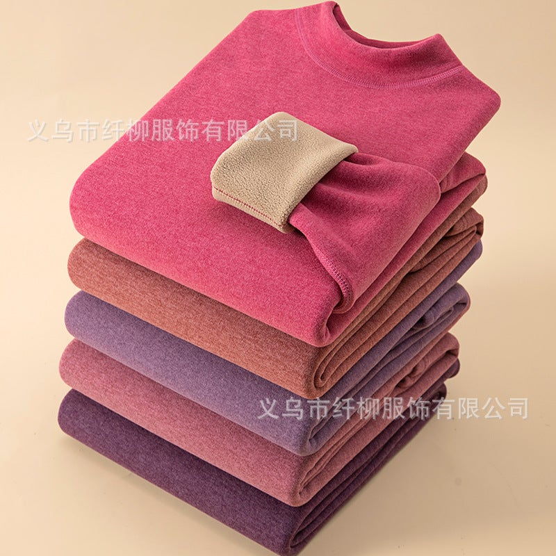 Winter Fleece-Lined Thick Thermal Underwear For Women, Heated Round Neck, Oril Fleece Thermal Set For Men And Couples - Image 5