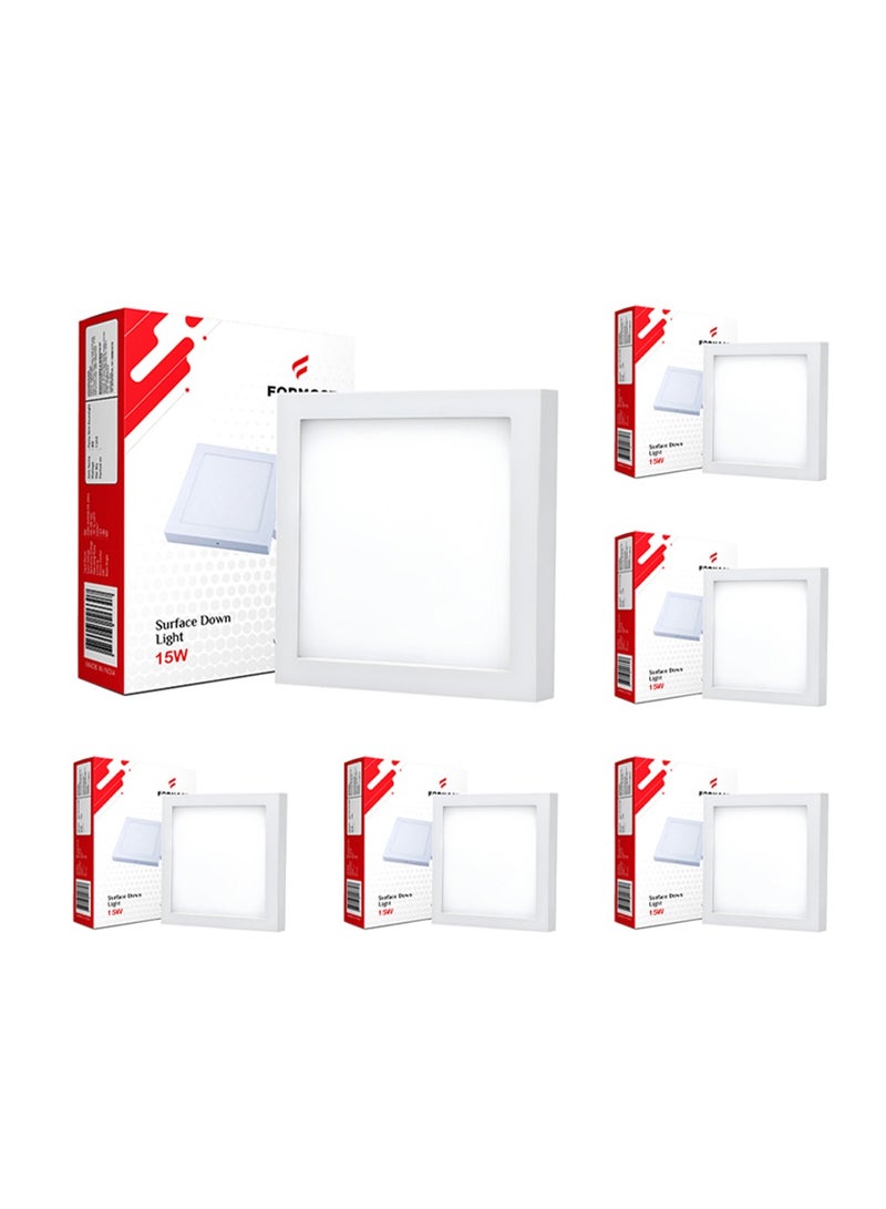 FORMOST FORMOST Surface Down Light LED Square 15W| Surge Protection Upto 4KV | Long Lasting Downlighter for Home Shops and Hotels Ceiling | Durable and Sustainable | 2 Years Warranty | Warm White | Pack of 6  - Image 1