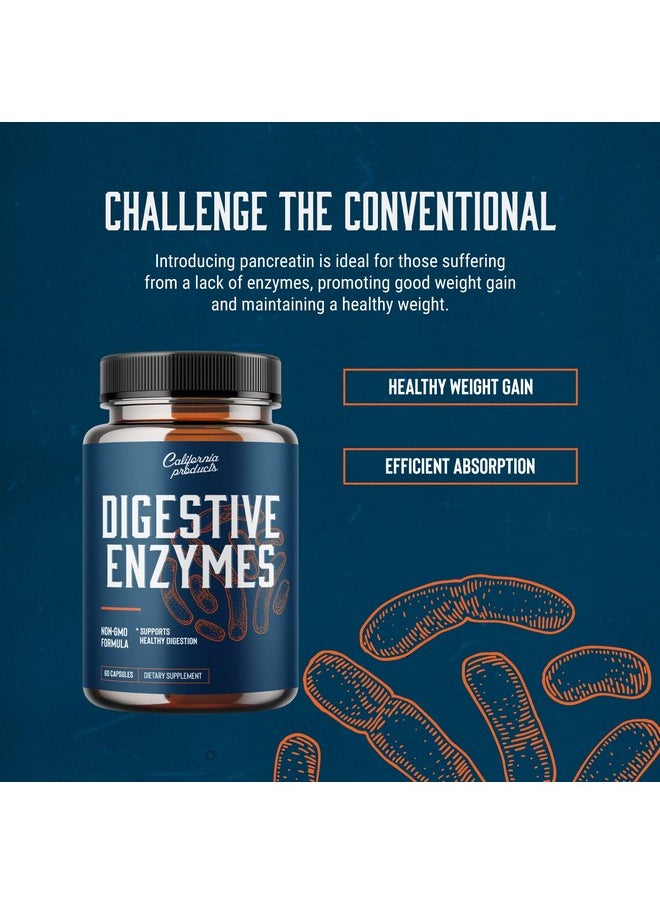 California Products - Gut Health Digestive Enzyme Supplements Pure Digestive Enzymes For Digestion Constipation Relief Pancreatin Digestive Enzymes For Digestive Health - Image 1