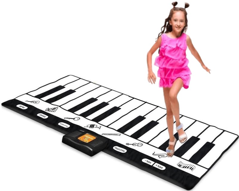 Play22 6 Ft Floor Piano Mat for Toddlers 24 Keys Piano Play Mat for Kids Keyboard Playmat has Record Playback Demo Play Adjustable Vol Best Piano Gift for Boys Girls