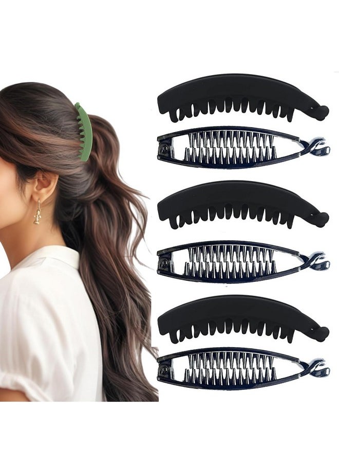 BIRDWARE Hair Clips Big Size Multi Black Color Imported Rubber Acrylic Material Stone Butterfly Hair Clips For Women | Hair Clutchers (Teeth Banana Clip (Pack Of 6)  - Image 1