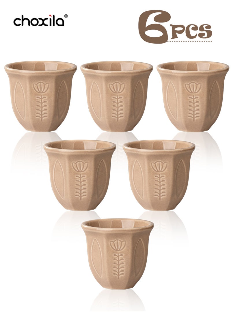 choxila 6pcs/set Saudi Coffee Cup, Tulip Flower Pattern, Espresso Mug, A Cup of Coffee, Tea Cup, 100ml, Gift for Lover/Family Member/Friend, For Use in Bedroom, Office, Home Gatherings, Camping, Cafe, Hotel - Image 4
