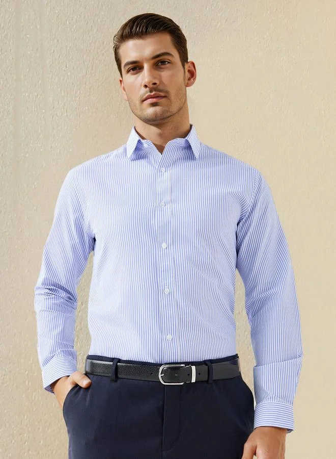 سبلاش فيڤ قميص مقلم بأكمام طويلة وياقة