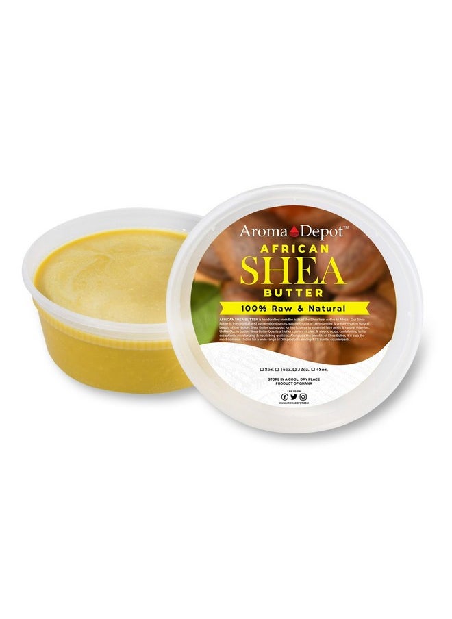 Aroma Depot - Raw African Shea Butter 8 Oz Yellowgold Grade A 100% Pure Natural Unrefined Fresh Moisturizing Ideal For Dry And Cracked Skin. It Can Be Used In Body Hair And Face. - Image 1