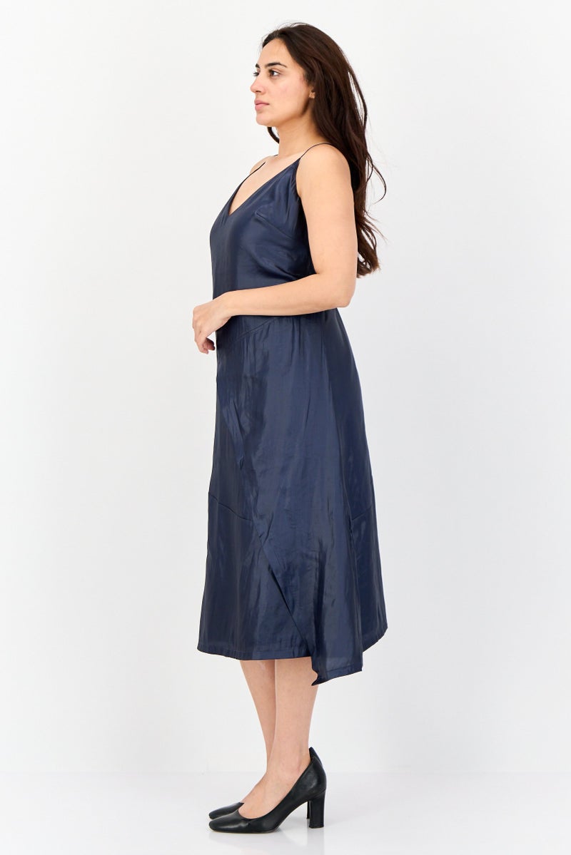 ESPRIT Women Metallic Midi Dress, Navy - Image 3