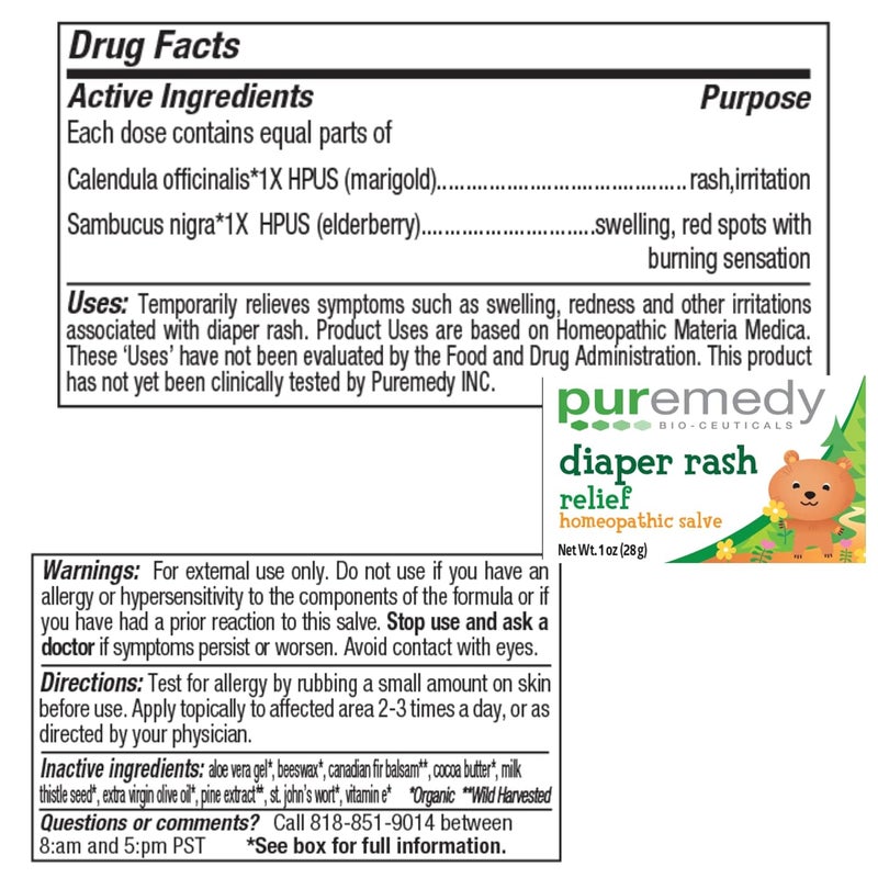 Puremedy Baby Diaper Rash Healing Ointment All Natural Vegan Homeopathic Balm Soothes and Relieves Symptoms of Dry Itchy Flaky Red Skin  2 oz Pack of 1 - Image 2