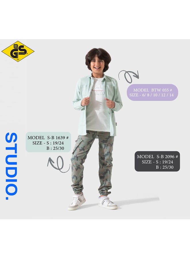 جي@إس قميص كتان صيفي للأولاد مع تيشيرت قطني