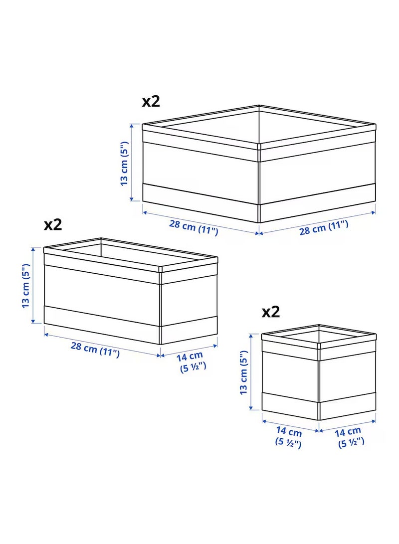 skubb Storage Box Set of 6, Organise Socks, Belts, Jewellery, Wardrobe, Chest of Drawers, Fabric 100% Polyester, White - Image 4