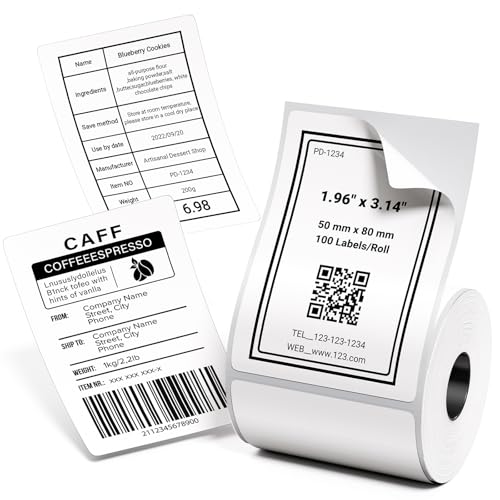Ponek M110 Labels Compatible for M110/ M100/ M220/ N20/ M221/M421/241BT/243BT/, 1.96'' x 3.14'' (50x80mm), 100 Labels/Roll, for Address/Mailing/Barcode/Business/Office - Image 1