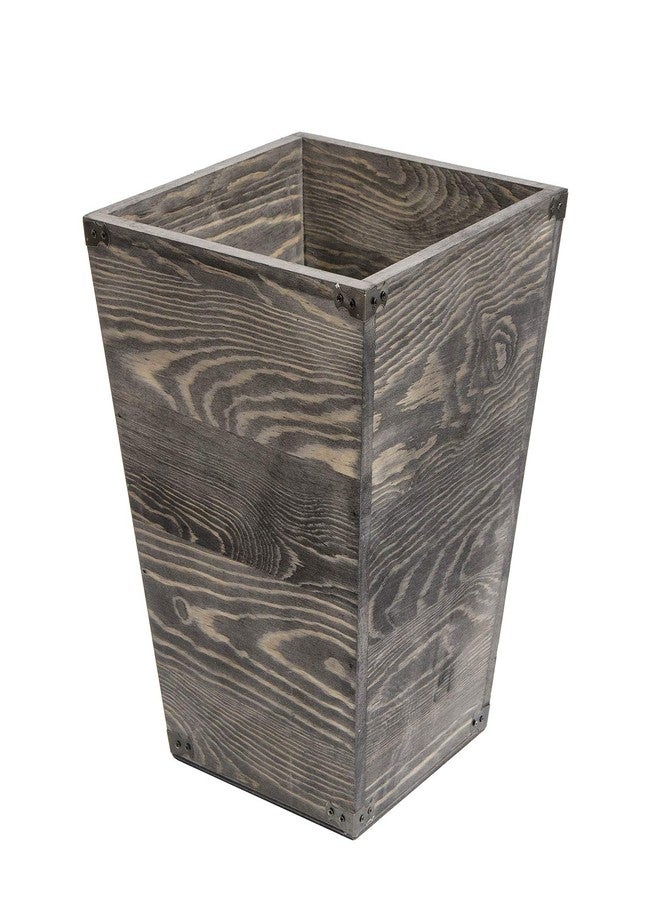 VERGOODR Farmhouse Style Wooden Square Trash Can with Decorative Metal Brackets for Bedroom,Living Room, Bathroom & Office,Waste Bin Wastebaskets Trash bin (Rock Grey) - Image 1