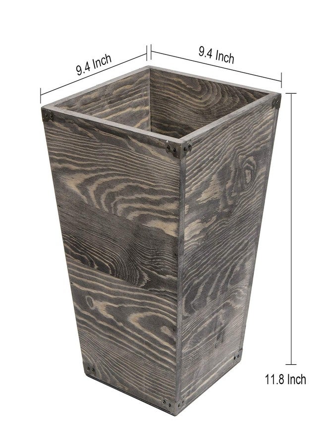 VERGOODR Farmhouse Style Wooden Square Trash Can with Decorative Metal Brackets for Bedroom,Living Room, Bathroom & Office,Waste Bin Wastebaskets Trash bin (Rock Grey) - Image 2