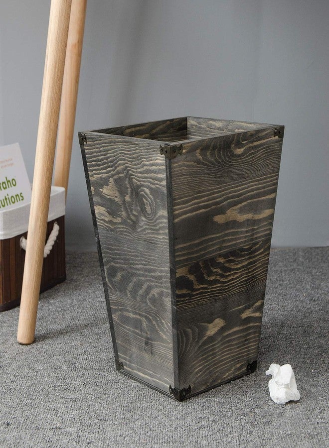 VERGOODR Farmhouse Style Wooden Square Trash Can with Decorative Metal Brackets for Bedroom,Living Room, Bathroom & Office,Waste Bin Wastebaskets Trash bin (Rock Grey) - Image 5