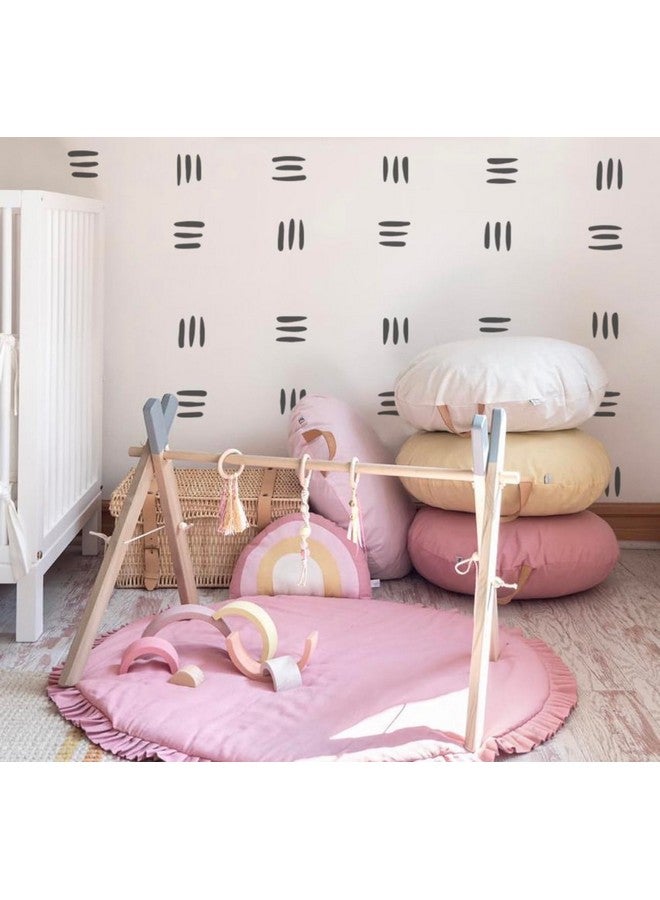 The Boho Design Lines Hand Drawn Decals Peel and Stick for Kids, Baby Bedroom Nursery and Living Room. 48 Sets of Three Stripes Each (144 pcs.) Adhesive Vinyl Wall Stickers Decor (Black) - Image 2