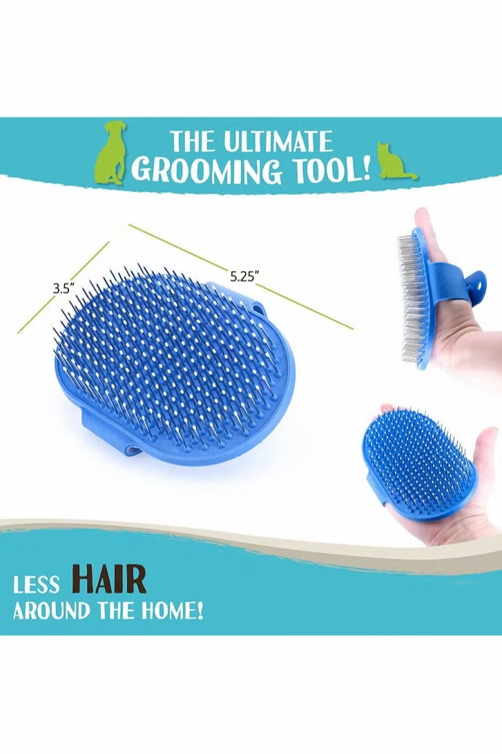 فرشاة تربية الكلب ، فرشاة حمام شامبو الحيوانات الأليفة تدليك مطاطي مهدئ مع مقبض حلقة قابل للتعديل للكلاب والقطط ذات الشعر القصير الطويل - Image 5