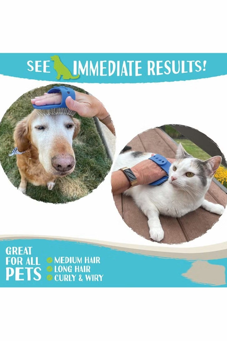 فرشاة تربية الكلب ، فرشاة حمام شامبو الحيوانات الأليفة تدليك مطاطي مهدئ مع مقبض حلقة قابل للتعديل للكلاب والقطط ذات الشعر القصير الطويل - Image 3