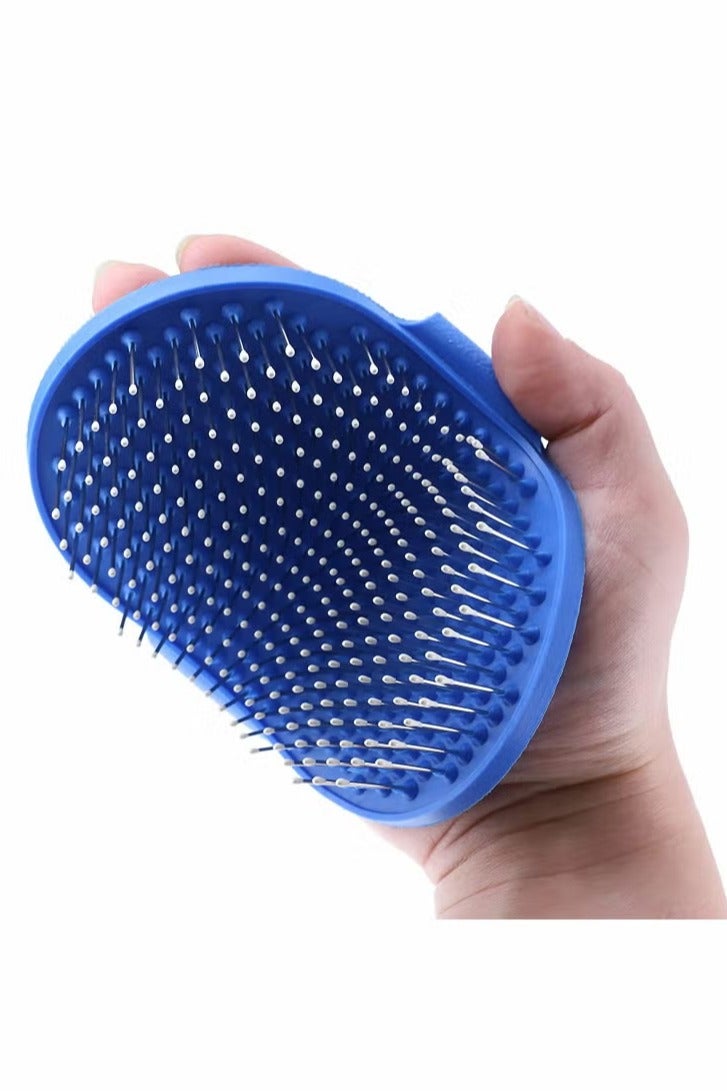 فرشاة تربية الكلب ، فرشاة حمام شامبو الحيوانات الأليفة تدليك مطاطي مهدئ مع مقبض حلقة قابل للتعديل للكلاب والقطط ذات الشعر القصير الطويل - Image 1