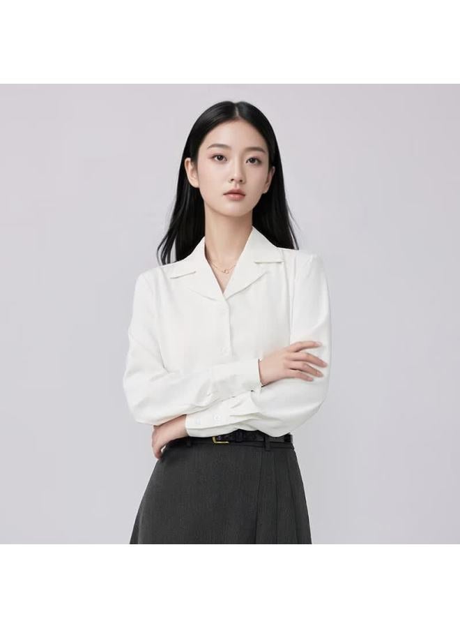 Teluoman White Chiffon Long Sleeve Women's Shirt Professional Workwear Commuter Formal Interview Slim Casual Blouse - Image 3