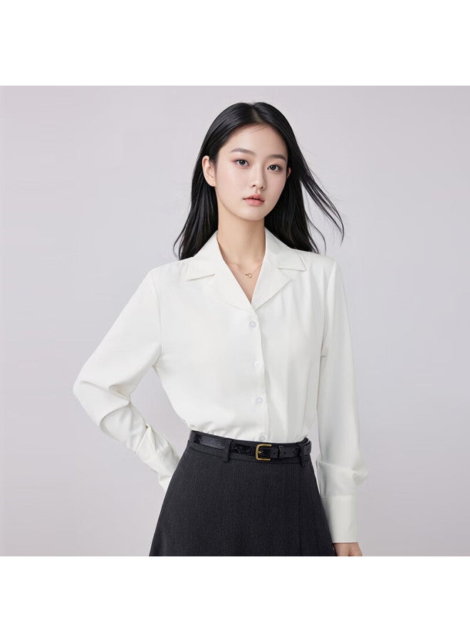 Teluoman White Chiffon Long Sleeve Women's Shirt Professional Workwear Commuter Formal Interview Slim Casual Blouse - Image 1