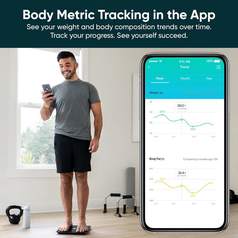 WYZE SCALE Wyze Smart Scale, Scale for Body Weight, Digital Bathroom Scale for Body Fat, BMI, and Heart Rate, Body Composition Analyzer with App, Batteries Included, Bluetooth, 400 lb, Black - Image 3