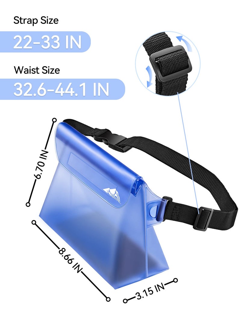 HEETA 2-Pack Waterproof Pouch with Waist Strap, Screen Touchable Dry Bag with Adjustable Belt for Phone Valuables for Kayaking Swimming Snorkeling Boating Fishing Surfing Beach (White & Blue) - Image 5