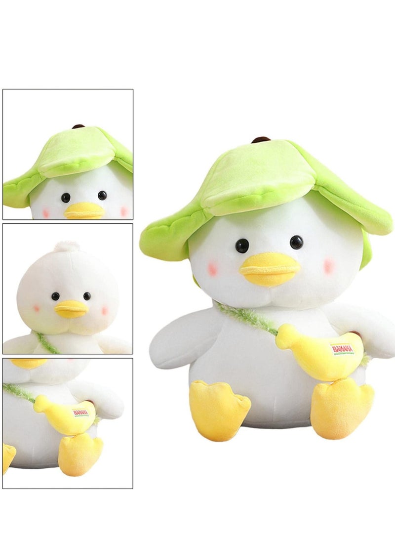 SOLARAE Green Banana Duck Hat Plush Toy, Banana Duck Stuffed Animal, Soft Fluffy Peel Banan Duckling Hugging Cushion Decor for Girls And Boys Hugging Pillow Gifts for Kids (25cm) - Image 4