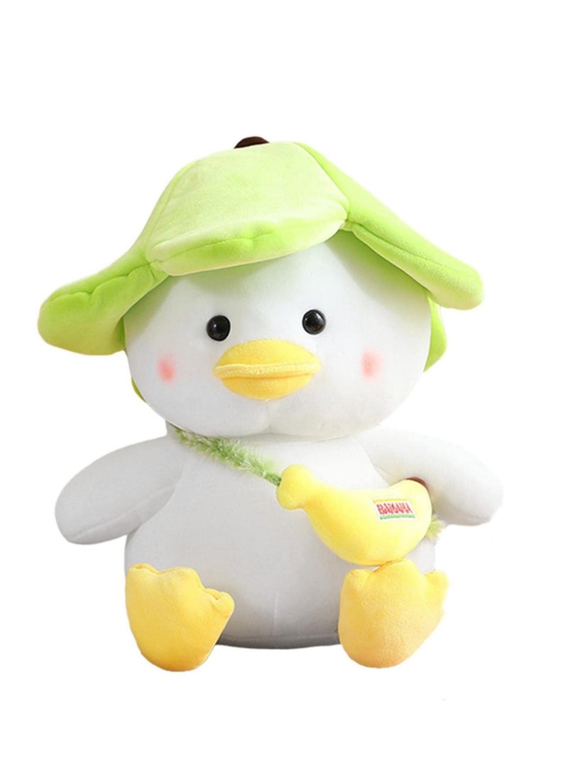 SOLARAE Green Banana Duck Hat Plush Toy, Banana Duck Stuffed Animal, Soft Fluffy Peel Banan Duckling Hugging Cushion Decor for Girls And Boys Hugging Pillow Gifts for Kids (25cm) - Image 1