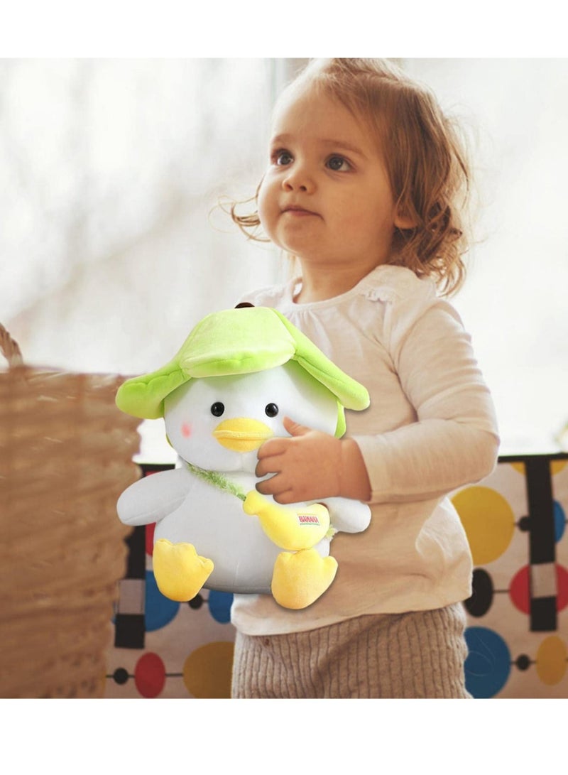 SOLARAE Green Banana Duck Hat Plush Toy, Banana Duck Stuffed Animal, Soft Fluffy Peel Banan Duckling Hugging Cushion Decor for Girls And Boys Hugging Pillow Gifts for Kids (25cm) - Image 5