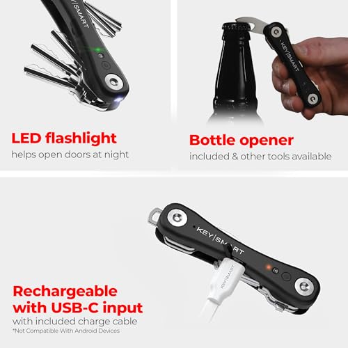 key smart KeySmart iPro Key Finder Locator with Sound - Keychain Key Holder, Apple Find My App Compatible, Key Organizer, Compact Clutter-Free Key Chain Tracker, Tech Gifts for Men (Up to 14 Keys, Black) - Image 4