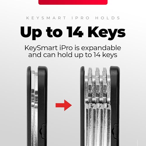 key smart KeySmart iPro Key Finder Locator with Sound - Keychain Key Holder, Apple Find My App Compatible, Key Organizer, Compact Clutter-Free Key Chain Tracker, Tech Gifts for Men (Up to 14 Keys, Black) - Image 3