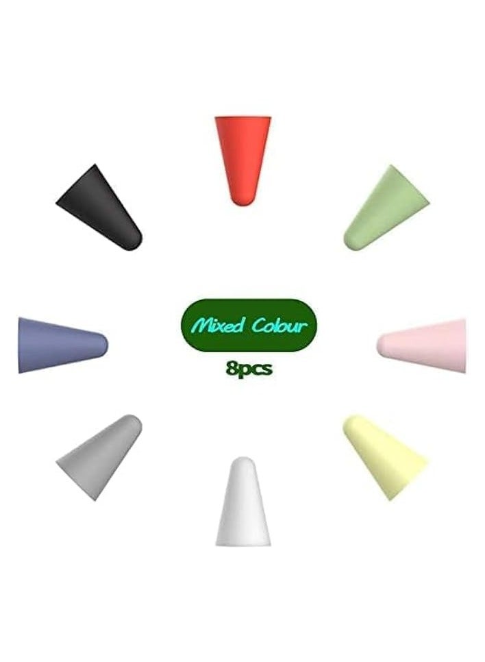 PROMASS 8 Pack Tips Cover Protector Silicone Nibs, Replacement Non-Slip Writing Nib, Non-slip and High Sensitive Nib, for Noiseless Drawing, Suitable for Apple Pencil 1st, 2st Generation, 8 Colors  - Image 3