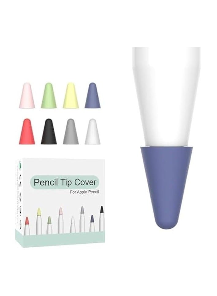 PROMASS 8 Pack Tips Cover Protector Silicone Nibs, Replacement Non-Slip Writing Nib, Non-slip and High Sensitive Nib, for Noiseless Drawing, Suitable for Apple Pencil 1st, 2st Generation, 8 Colors  - Image 1