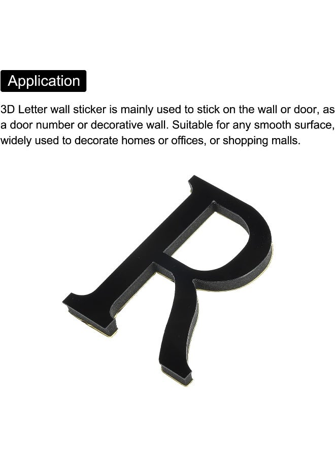 TPGP 3D Acrylic Alphabet Mirror Wall Stickers Letter R Self-Adhesive Home Decor Letter Sign Art Sticker Decal for DIY Home Decoration Black - Image 4