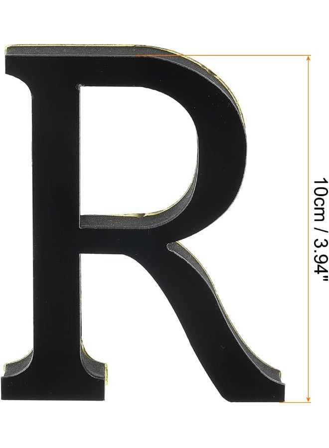TPGP 3D Acrylic Alphabet Mirror Wall Stickers Letter R Self-Adhesive Home Decor Letter Sign Art Sticker Decal for DIY Home Decoration Black - Image 2