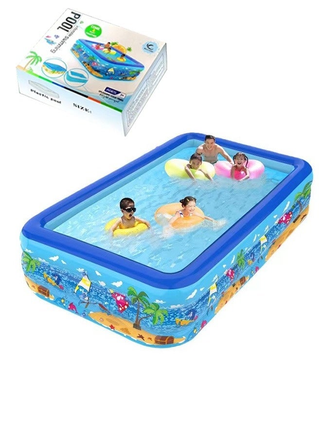 305X175X58CM  Swimming Pool Family Inflatable Elastic Base,Inflatable Kiddie Pool Fun Outdoor Water Toys for Girls Boys Rectangle Non-Slip - Image 1