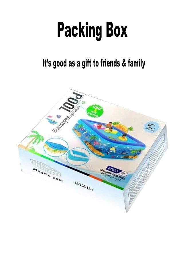 305X175X58CM  Swimming Pool Family Inflatable Elastic Base,Inflatable Kiddie Pool Fun Outdoor Water Toys for Girls Boys Rectangle Non-Slip - Image 3