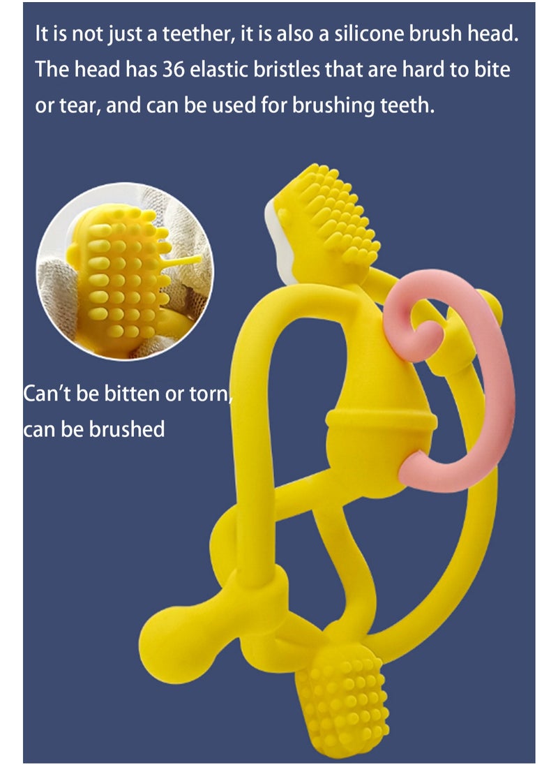 OCTOBER - Blue Think Monkey Teether Teething Soothing Toy Baby Teething Toy Silicone Bpa Free Suitable For Infants And Toddlers Boys Girls - Image 1