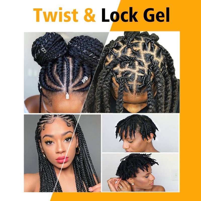 Goiple Strong Hold Braid Gel Good for Twist, Locs, Braids, Edge No Flake Extra Hold High Shine Braiding Gel & Edge Control 8.8oz with Hair Combs - Image 4