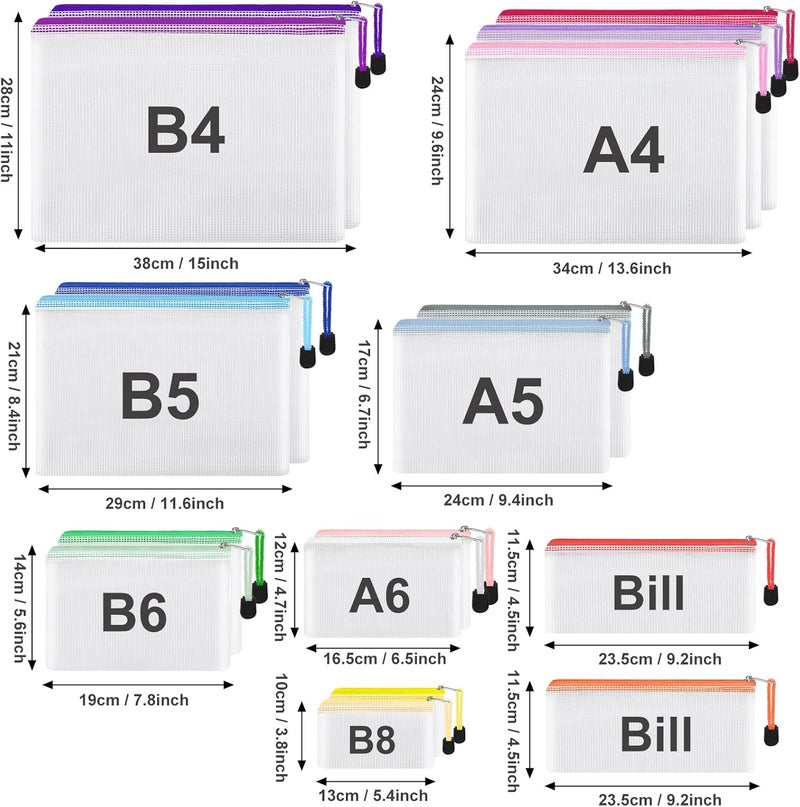 EOOUT 42pcs Mesh Zipper Pouch, 8 Sizes Waterproof Zipper Bags, 17 Colors, Multipurpose for Board Games Travel Storage, School Supplies, and Home Organization - Image 2