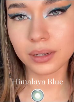 Unibling Himalaya Blue Ice In Vein Yearly Colored Contact Lenses, Unisex Cosmetic Contact Lenses, Enlargement Collection, Light Blue, With Case  - Image 2
