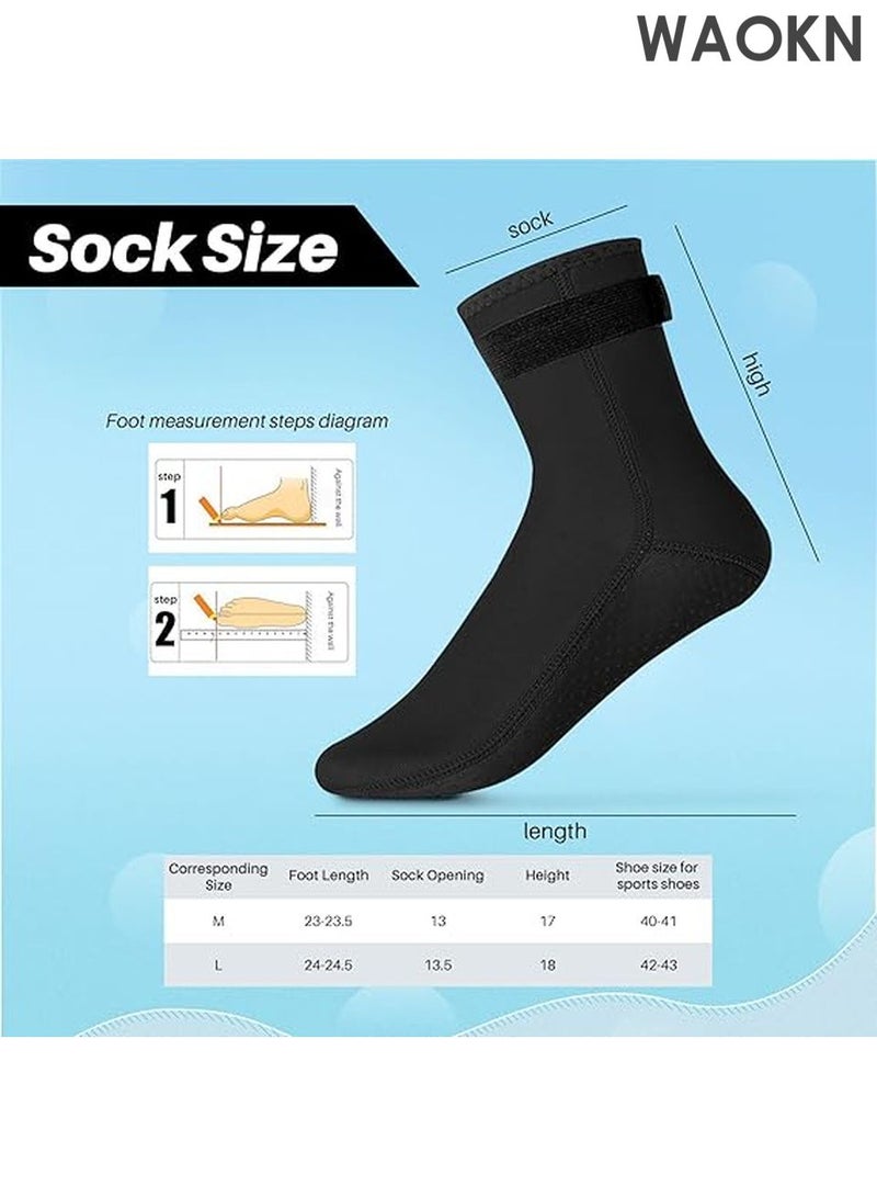 WAOKN 3mm Neoprene Waterproof Socks - Thermal Beach & Dive Socks for Men/Women - Non-Slip Sole for Swimming, Surfing & Water Sports - Cold Weather Protection with Seamless Toe Design - Multi-Purpose Socks for Diving, Fishing, Kayaking (Black,39-40) - Image 2