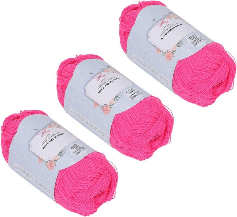 Luminous Knitting Yarn, Red Acrylic, 3 Rolls - Glowing Effect, Soft Fadeless Material, Perfect for DIY Clothes and Accessories - Image 3