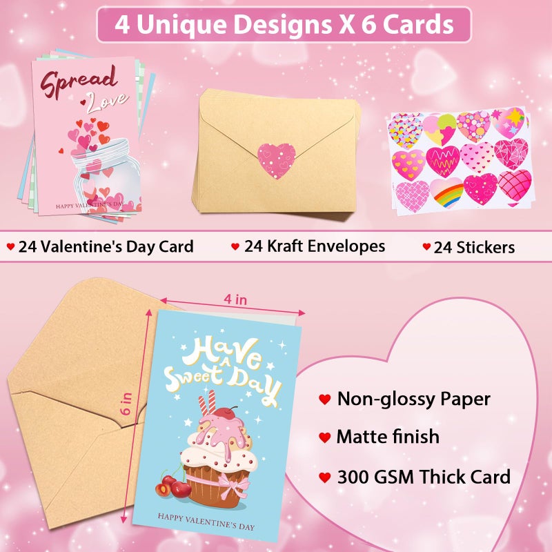Obbyidk Funny Coworker Valentine'S Day Card Set  Assorted Valentines Cards For Boss Colleague Employee  4 X 6 In(6 Designs  24 Cards With Envelopes) - Image 2
