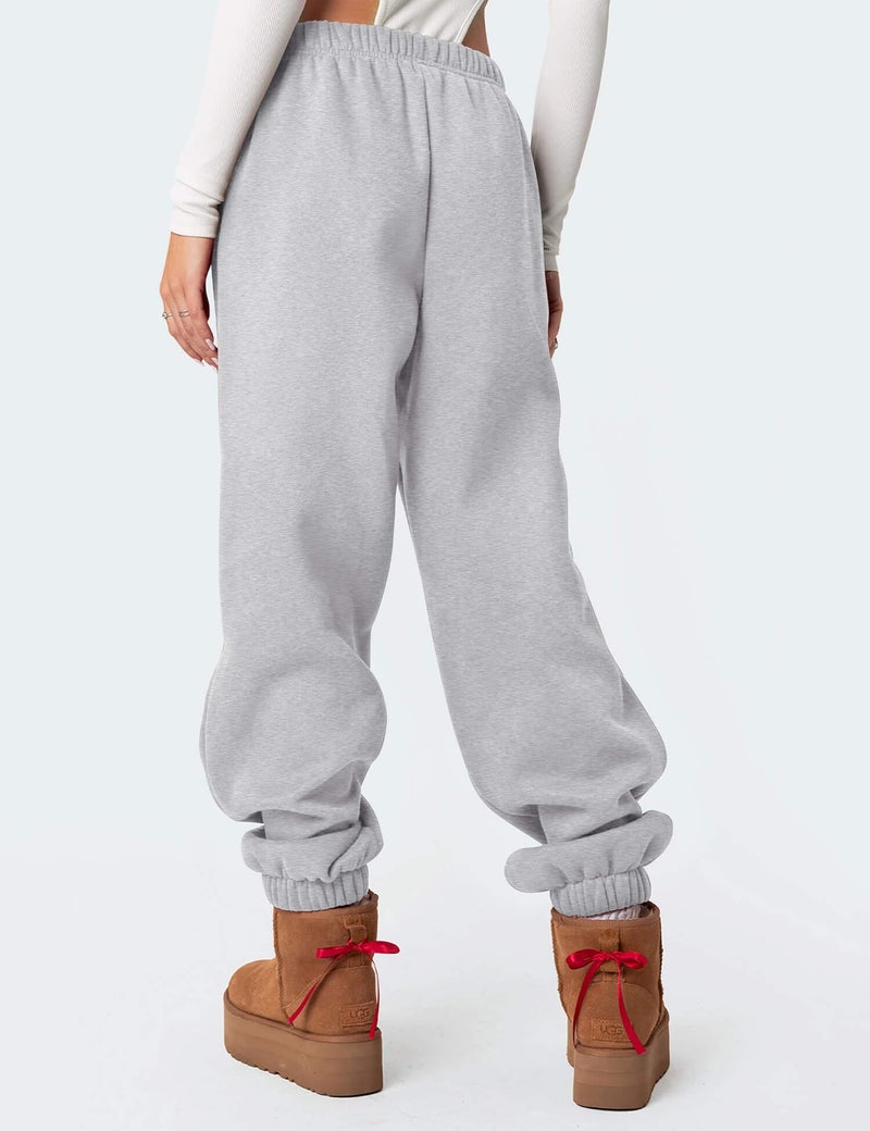 FACDIBY Women's Fleece Lined Sweatpants High Waist Drawstring Sweat Pants Baggy Athletic Pants with Pockets,Grey S - Image 2