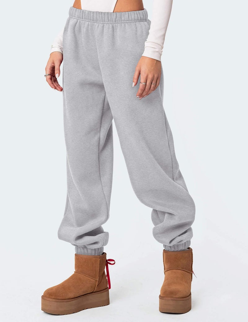 FACDIBY Women's Fleece Lined Sweatpants High Waist Drawstring Sweat Pants Baggy Athletic Pants with Pockets,Grey S - Image 3