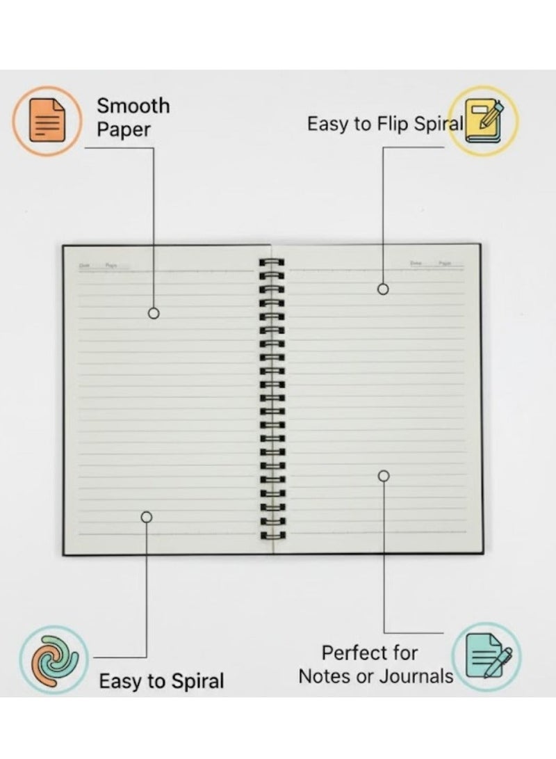 لوكاداه دفتر يوميات لولبي مُسطّر "الشوق إلى" - 80 صفحة، دفتر يوميات للكتابة الجمالية مع غلاف منقوش ثلاثي الأبعاد بنقشة زهور، غلاف معدني متين حلزوني، ورق سميك وناعم، دفتر هدايا لطيف للنساء والطالبات (متعدد الألوان) - Image 2