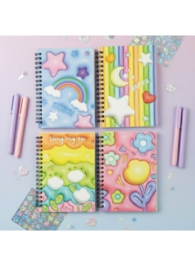 لوكاداه دفتر يوميات لولبي مُسطّر "الشوق إلى" - 80 صفحة، دفتر يوميات للكتابة الجمالية مع غلاف منقوش ثلاثي الأبعاد بنقشة زهور، غلاف معدني متين حلزوني، ورق سميك وناعم، دفتر هدايا لطيف للنساء والطالبات (متعدد الألوان) - Image 5